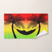 Tropische hangmat eiland zonsondergang bad decor handdoek (Handdoek)
