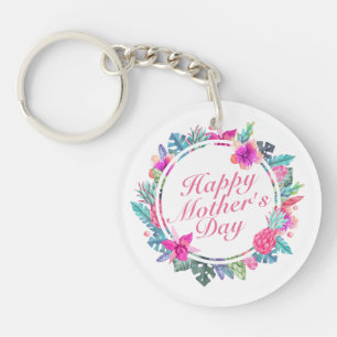 Tropische Happy Moederdag Floral Lijst Sleutelhang Sleutelhanger