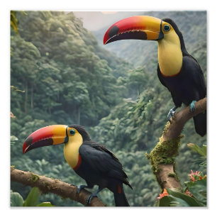Tropische harmonie: twee Toucanen in het bladerdak Foto Afdruk