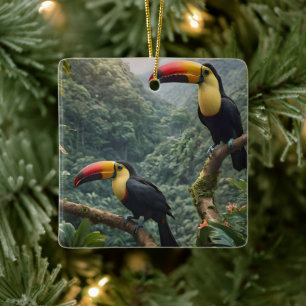 Tropische harmonie: twee Toucanen in het bladerdak Keramisch Ornament