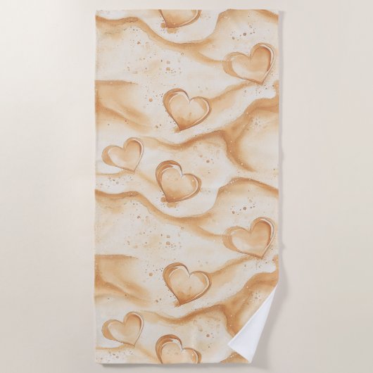 Tropische Harten in het Zandstrand Strandlaken (Voorkant)