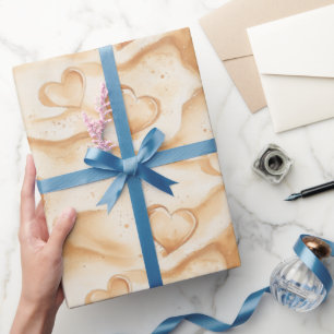 Tropische harten in zandstrand bruidsdouche cadeaupapier