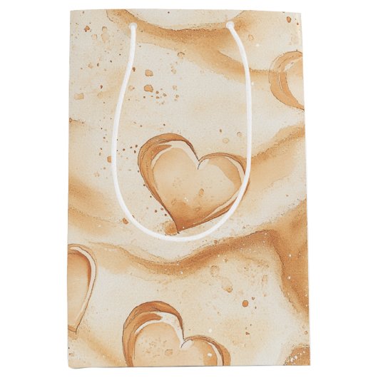 Tropische harten op zandstrand bruiloft medium cadeauzakje (Voorkant)