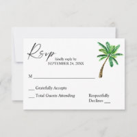 Tropische Hawaiaanse bloem en palmboom RSVP Geen m