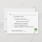 Tropische Hawaïaanse Bloemen & Ananas met Maaltijd RSVP Kaartje (Achterkant)