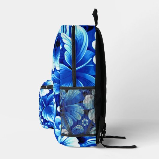 Tropische Hawaiaanse Bloemen Hibiscus Kobaltblauw Bedrukte Rugzak (Rechts)