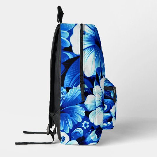 Tropische Hawaiaanse Bloemen Hibiscus Kobaltblauw Bedrukte Rugzak (Links)