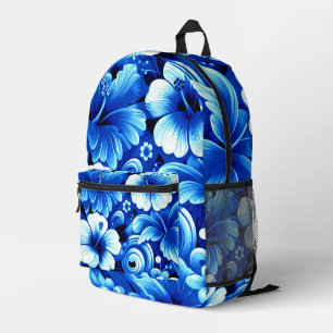 Tropische Hawaiaanse Bloemen Hibiscus Kobaltblauw Bedrukte Rugzak