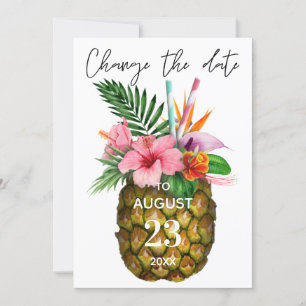 Tropische Hawaiaanse Bloemige Ananas Datum Wijzige Kaart