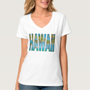 Tropische Hawaiaanse Palmboomtypografie T-shirt