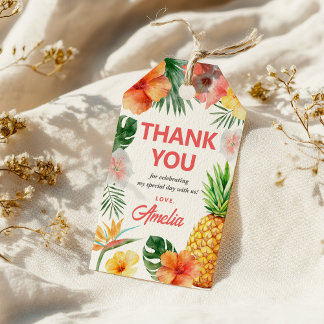 Tropische Hawaïaanse verjaardagsfeest cadeautag Cadeaulabel