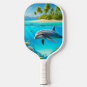 Tropische/Hawaii kleurrijke onderwaterdolfijn Pickleball Paddle (Voorkant)