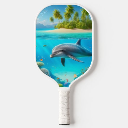 Tropische/Hawaii kleurrijke onderwaterdolfijn Pickleball Paddle (Voorkant)