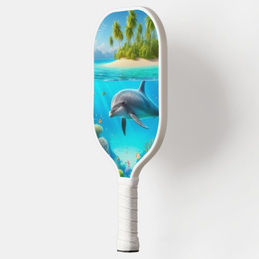 Tropische/Hawaii kleurrijke onderwaterdolfijn Pickleball Paddle (Links)