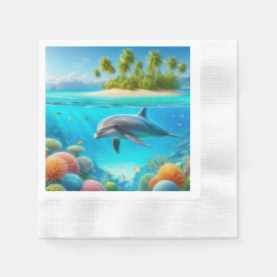 Tropische/Hawaii kleurrijke onderwaterdolfijn Servet