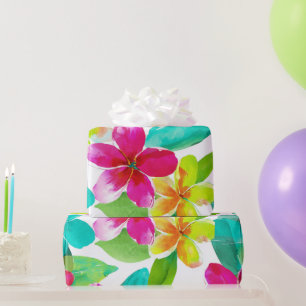 Tropische Hawaii Plumeria Roze Frangipani Bloemen Cadeaupapier