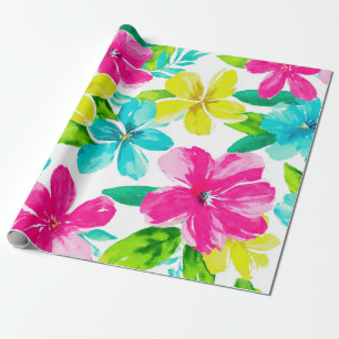 Tropische Hawaii Plumeria Roze Frangipani Bloemen Cadeaupapier