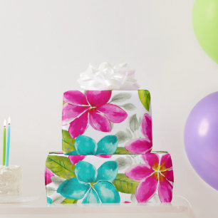Tropische Hawaii Plumeria Roze Frangipani Bloemen Cadeaupapier
