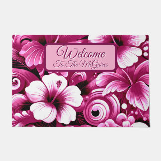 Tropische Hawaiiaanse bloemen Hibiscus gepersonali Deurmat