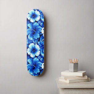 Tropische Hawaiiaanse bloemen Hibiscus kobalt blau Skateboard
