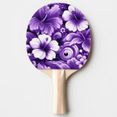 Tropische Hawaiiaanse bloemen Hibiscus Paarse Patr Tafeltennisbatje (Voorkant)