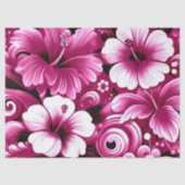 Tropische Hawaiiaanse bloemen Hibiscus roze decoup Tissuepapier (Voorkant)