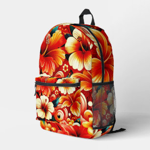 Tropische Hawaiiaanse bloemen Hibiscus Sinaasappel Bedrukte Rugzak