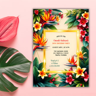 Tropische Hawaiiaanse Hibiscus Bloemen Verjaardags Kaart