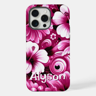 Tropische Hawaiiaanse Hibiscus Roze Wit Gepersonal iPhone 15 Pro Max Hoesje