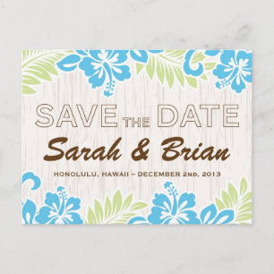 Tropische Hawaiiaanse Save the Date Turquoise Aankondigingskaart