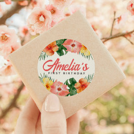 Tropische Hawaiiaanse verjaardagsfeest ronde Stick Ronde Sticker