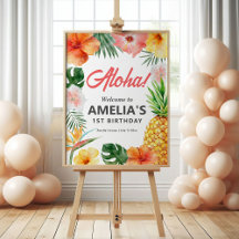 Tropische Hawaiiaanse verjaardagsfeest welkomstbor