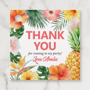 Tropische Hawaiiaanse verjaardagsfeestje cadeau la Bedankjes Labels