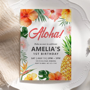 Tropische Hawaiiaanse verjaardagsfeestje uitnodigi Kaart