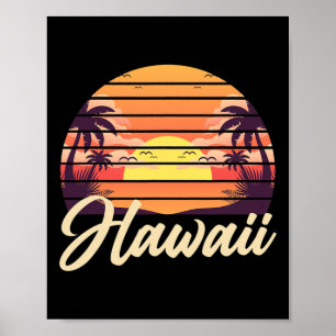 Tropische Hawaiiaanse zomervakantie Aloha Hi Retro Poster