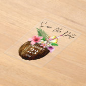 Tropische Hawaiian Floral & Coconut Save the Date Acryl Uitnodigingen (Laagn)
