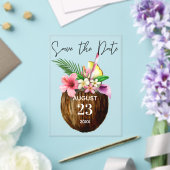 Tropische Hawaiian Floral & Coconut Save the Date Acryl Uitnodigingen (Insitu (Huwelijk))