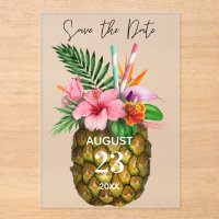 Tropische Hawaiian Floral & Pineapple Save the Dat