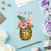 Tropische Hawaiian Floral & Pineapple Save the Dat Acryl Uitnodigingen (Insitu (Huwelijk))