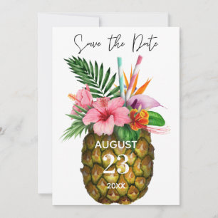 Tropische Hawaiian Floral & Pineapple Save the Dat Date
