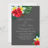 Tropische Hawaiian Flowers op Elegant Grey Kaart (Voorkant)