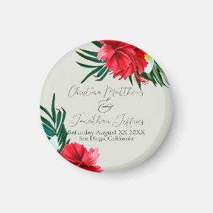 Tropische Hawaiian Flowers op Elegant Sage Wedding Magneet