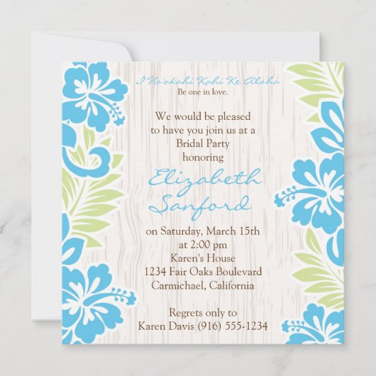 Tropische Hawaiian Invitation Turquoise Kaart (Voorkant)