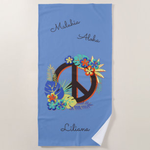 Tropische Hawaiian Peace Love Name Blue Strandlaken