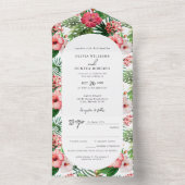 Tropische Hibiscus Arch Wedding All In One Uitnodiging (Binnen)