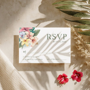 Tropische Hibiscus bestemming bruiloft RSVP kaart