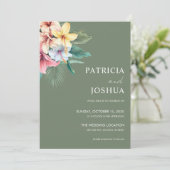 Tropische Hibiscus bestemming bruiloft uitnodiging (Staand voorkant)