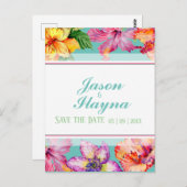 Tropische Hibiscus bewaar de datum Briefkaart (Voorkant / Achterkant)