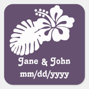 Tropische hibiscus bij Paarse ticker Vierkante Sticker