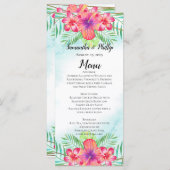 Tropische Hibiscus Bloem Waterverf Strand Menu (Voorkant / Achterkant)